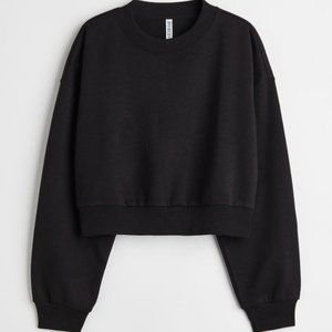 H&M Black short crop sweatshirt women